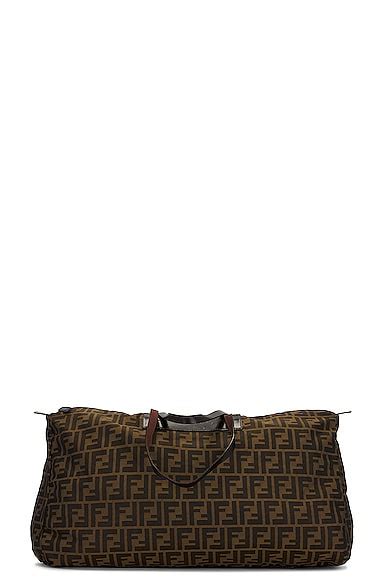 FWRD Renew Fendi Zucca Boston Bag In Brown FWRD