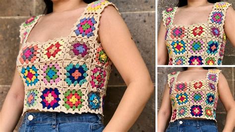 Top a Crochet con Grannys Tutorial Diestra Suéter de ganchillo