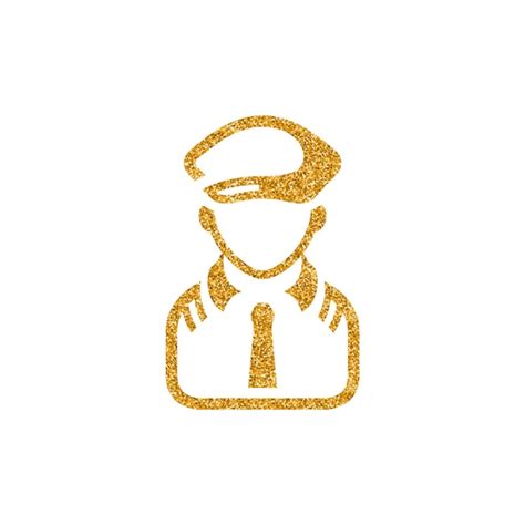 Premium Vector Pilot Avatar Icon Gold Glitter Texture Vector Illustration