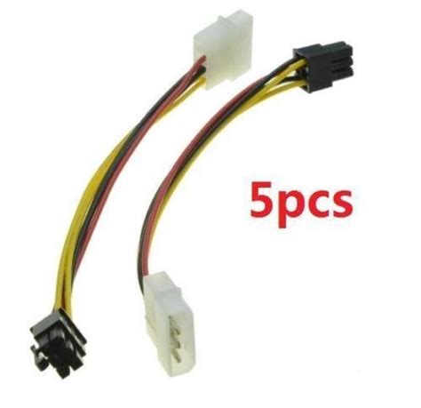 Eatingbiting（r） 5pcs 4 Pin Molex To 6 Pin Pci Express Pcie Video Card