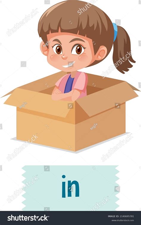 Preposition Place Cartoon Girl Box Illustration Stock Vector Royalty Free 2140695781