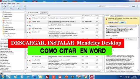 Mendeley Desktop Como Descargar Instalar Vincular Y Como Citar En