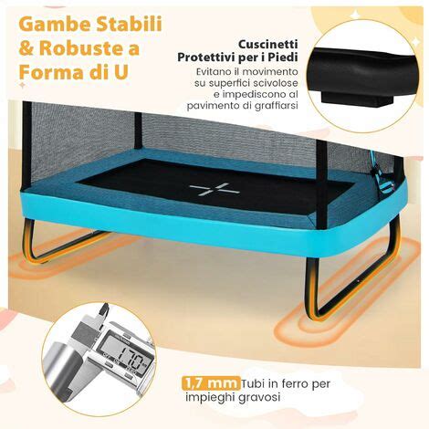 COSTWAY Trampolino Per Bambini Rettangolare Tappeto Elastico Da