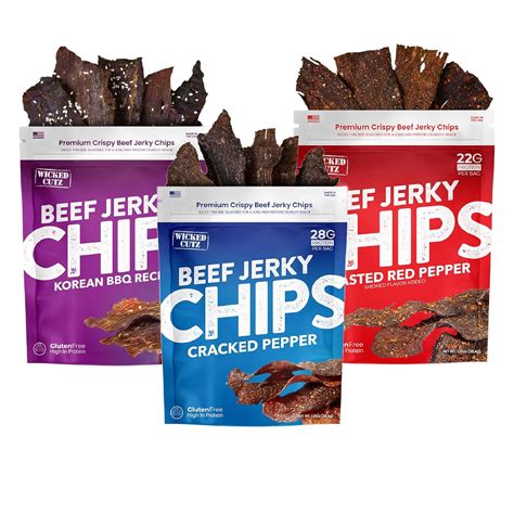 Beef Jerky Chips Variety Pack Thin Crispy Crunchy Beef