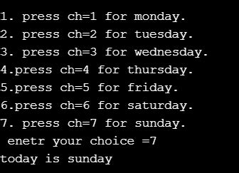 Complete C C Program To Print Day Name Of Week Using Switch Statements