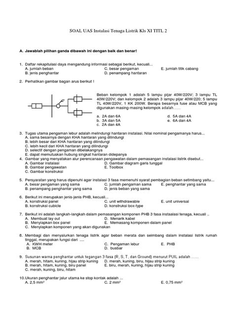 16 Soal Dan Jawaban Instalasi Penerangan Listrik Kelas 11 2021 2022