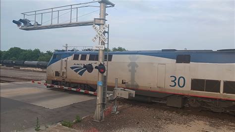 Main Street Railroad Crossing Ardmore Oklahoma BNSF Freight Train