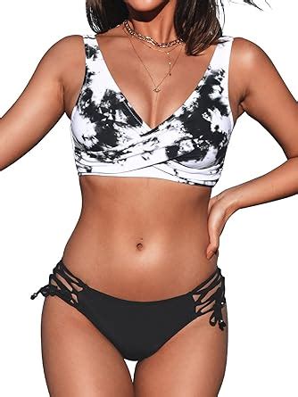 Amazon Cupshe Women S Bikini Swimsuit Front Cross Lace Up Two