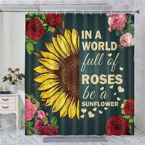 Sunflower Shower Curtain Sunflower Rose Inspirational Motivational