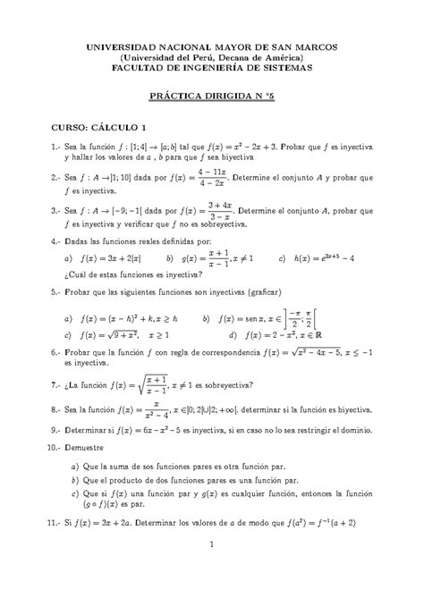 Calculo I S5 P Universidad Nacional Mayor De San Marcos Universidad Del Per ́u Decana De Am