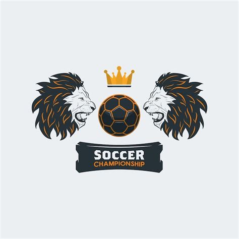 Ballon De Soccer Avec Tête De Lion Et Couronne Template Logo