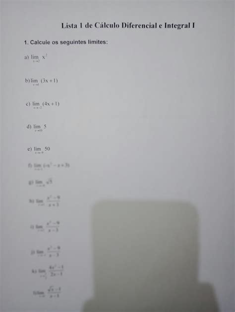 SOLUTION Lista de Cálculo Diferencial e integral 1 parte 1 Studypool