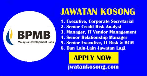 Jawatan Kosong Bank Pembangunan Malaysia Berhad Bpmb Pelbagai