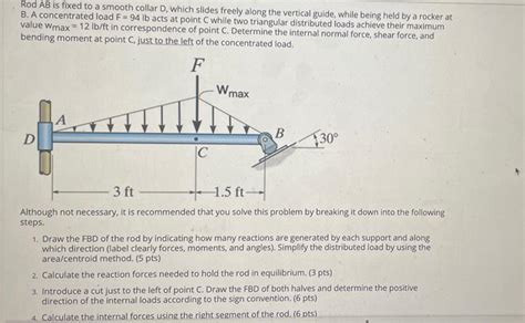 Solved Rod Ab Is Fixed To A Smooth Collar D Which Slides Chegg