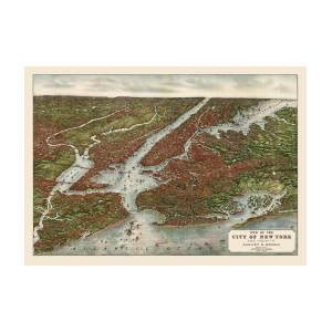 Antique Map Of New York City By Currier And Ives Circa 1877 Poster By