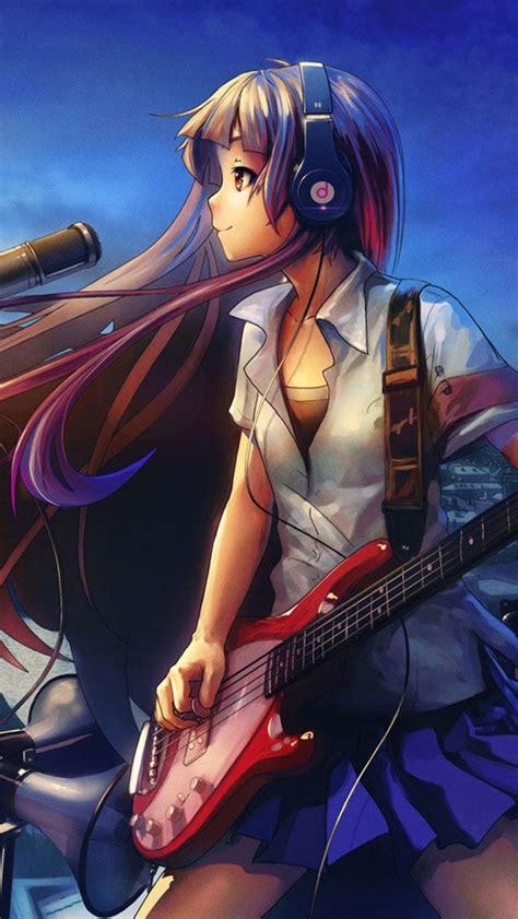 Anime Girl With Guitar Wallpaper