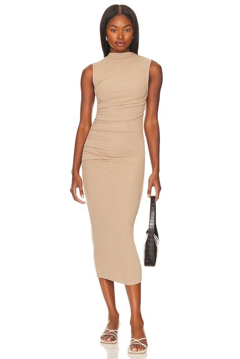 Enza Costa Silk Knit Sleeveless Twist Midi Dress In Parchment Revolve