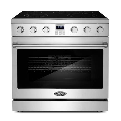 Cosmo 36 In Glass Top 5 Burners 6 Cu Ft Convection Oven Freestanding Electric Range Stainless