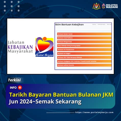 Tarikh Bayaran Bantuan Bulanan JKM Jun 2024 Semak Sekarang My Kerja