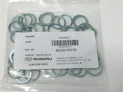 Subaru To Oil Pan Crush Washers Mm Genuine Plug