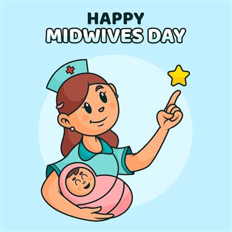 Free Vector Cartoon Midwives Day Illustration