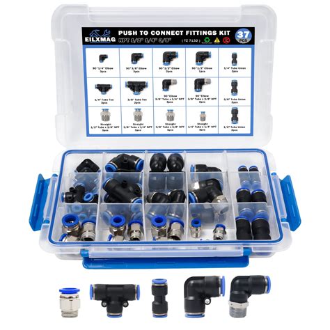 Buy EilxMag Air Hose Fitting Kit 37 Pieces NPT Thread Push To Connect