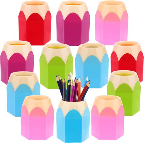 12pcs Pencil Shaped Pen Holders Pencil Storage Organizer Cute Desktop Pen Cup Makeup