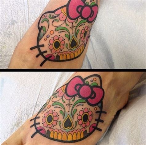 Sugar Skull Hello Kitty Tattoos