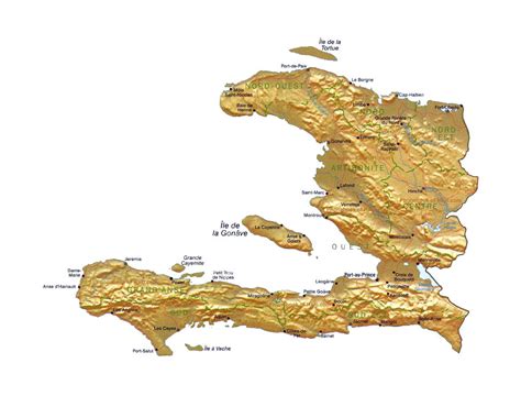 Detailed Map Of Haiti With Relief Administrative Divisions Roads And