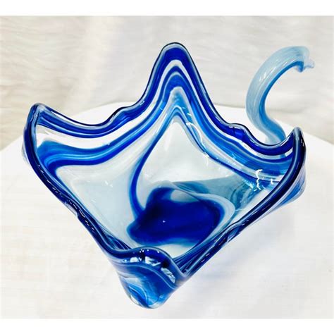 Murano Italian Hand Blown Art Glass Swan Centerpiece Bowl Chairish