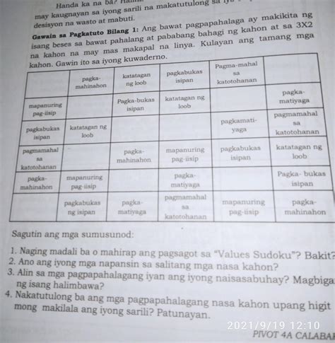 Naging Madali Ba O Mahirap Ang Pagsagot Sa Values Soduko Bakit