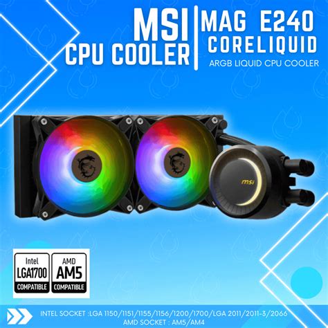 Msi Mag Coreliquid E Argb Liquid Cpu Cooler Quadra Computer