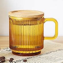 Amazon Lysenn Amber Glass Coffee Mug With Lid Premium Classical