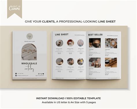 Editable Line Sheet Template Wholesale Canva Printable Etsy Australia