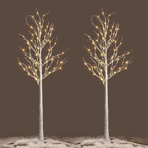 Nowsto Lighted Birch Tree 2 Pack 6 Feet 144 Warm White