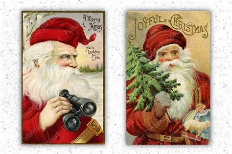 Vintage Santa Christmas Cards By Patterns for Dessert | TheHungryJPEG