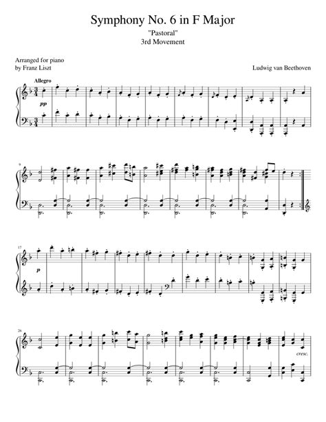 Beethoven Symphony No. 6 "Pastoral" (3rd movement) Piano solo Sheet ...