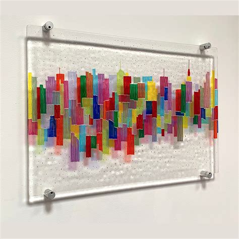 Fused Glass Wall Sculpture I Neon Nyc By Adam Hussain I Boha Glass