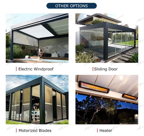 Modern Bioclimatic Pergola Gazebo Rgb Light Motorized Louvered Aluminum