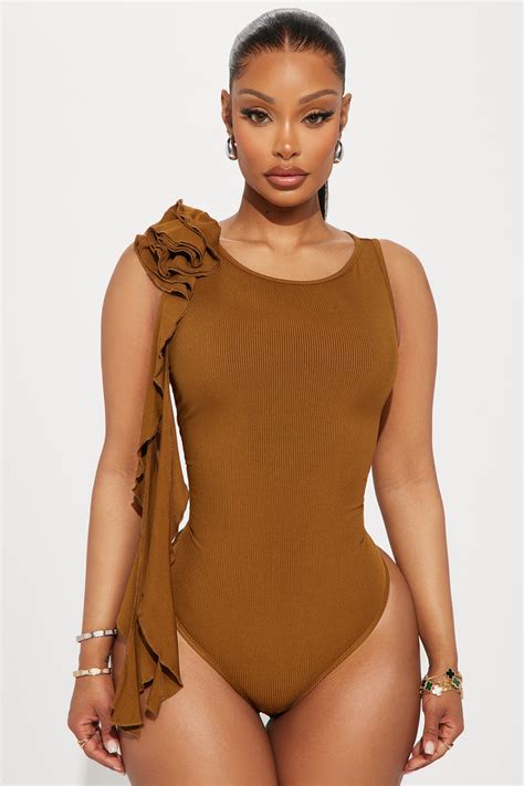 Most Popular Ribbed Bodysuit Brown Fashion Nova Bodysuits