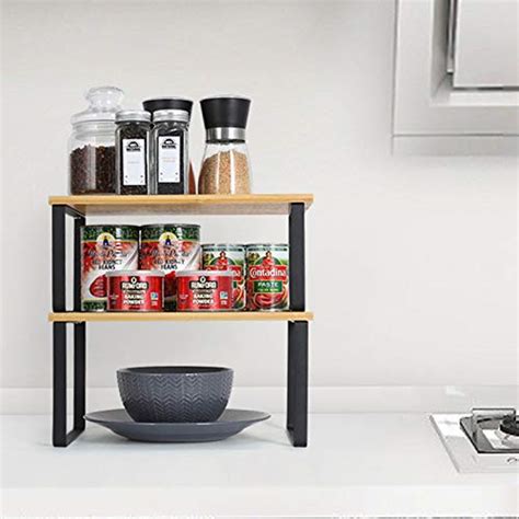 HAITRAL Spice Rack Cabinet Shelf Organizer Set Of 4 Bamboo Kitchen