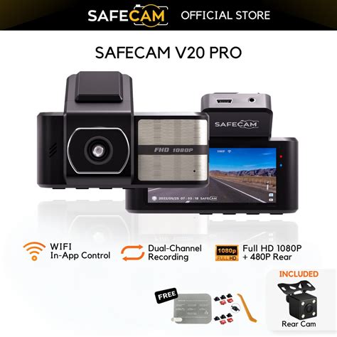 SAFECAM V20 Pro Front Rear Cam Dual Cameras Full HD 1080P WIFI