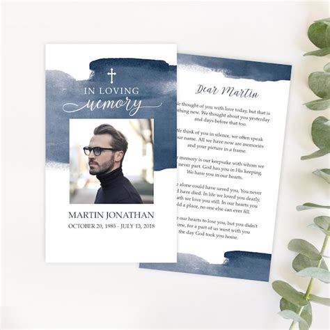 Funeral Prayer Cards With Photo Etsy