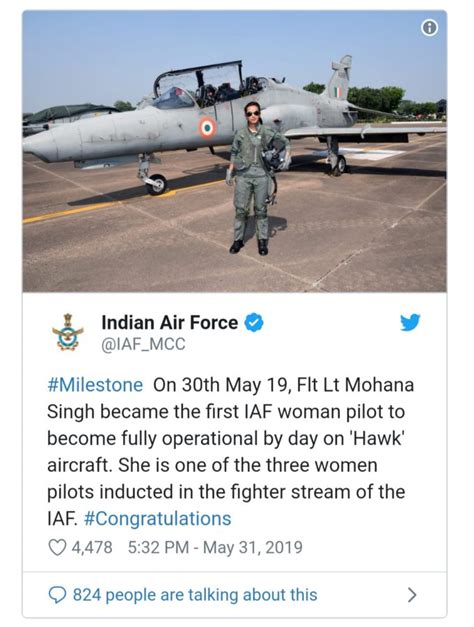 Proud Flight Lieutenant Mohana Singh Becomes First Woman Fighter