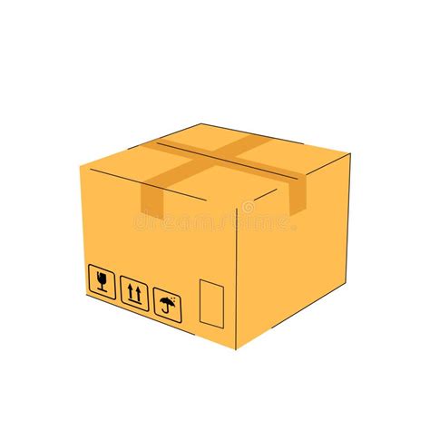 Open Cardboard Box Icon With Symbols Isolated White Background Cartoon