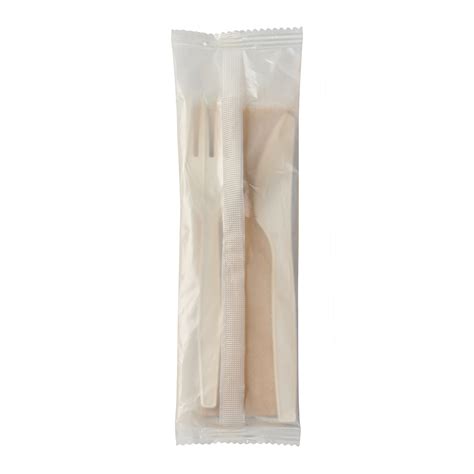 Eco Products White Individually Wrapped Compostable Cpla Cutlery Kit