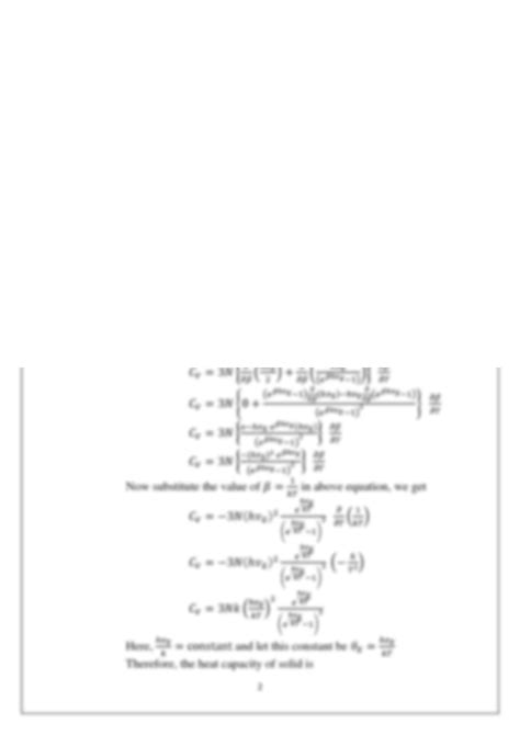 Solution Einstein S Theory Of Specific Heat Capacities Of Solids