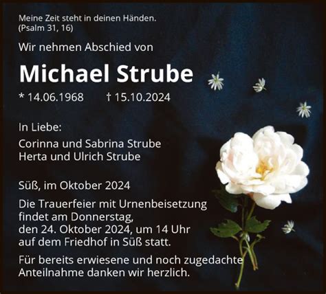 Traueranzeigen Von Michael Strube Trauer Hna De