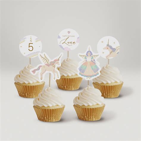 Popobell Studio Unicorn Cupcake Toppers Printable Editable