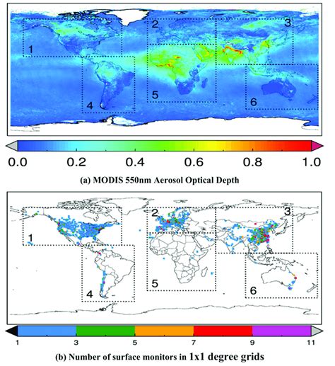 A Global Distribution Of Aerosol Optical Depth Aod From Combined